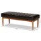 Baxton Studio Daymond Mid-Century Modern Dark Brown Faux Leather and Walnut Brown Finished Wood Dining Bench 186-11351-Zoro - alternate 3